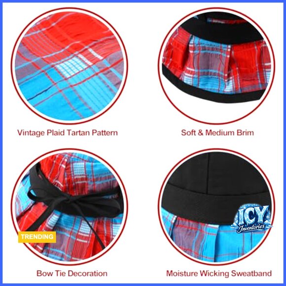 Foldable Plaid Bucket Hat with Chin Strap Sun Protection Outdoor main image 6